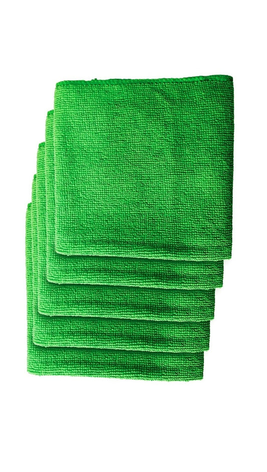 CAR SAAZ® Premium Green Microfiber Towel 450 GSM (35 cm X 35 cm) Pack of 5