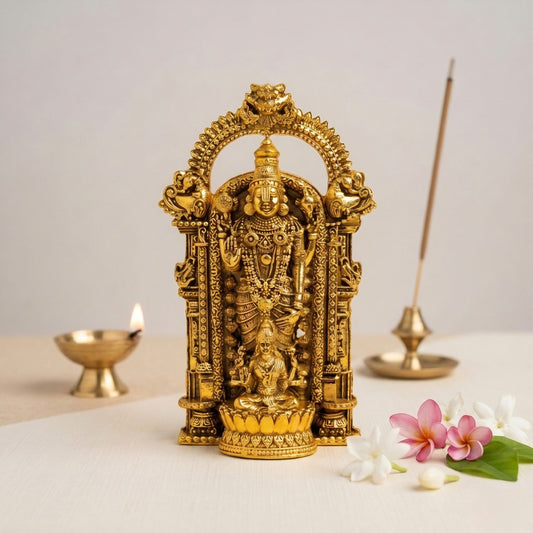 Gold Plated Shri Venkateswara & Mahalakshmi Idol