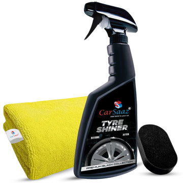 Tyre shiner 380ml with Microfiber Cloth | Car & Bike Tyre Shiner | Instant Tyre Shiner Prevents Fading and Cracking | Combo Pack