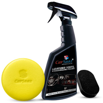 Dashboard Polish 380ml with Yellow Applicator | Leather Vinyl Polish | Polish for Car Interior, Seats Covers, Door Panels | Combo Pack