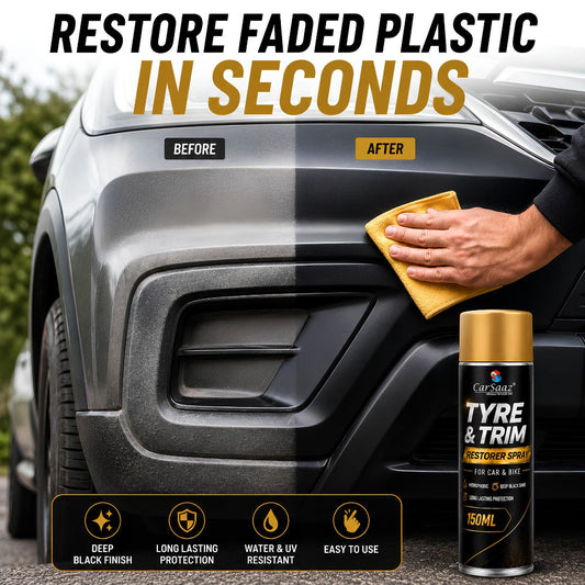 CarSaaz Tyre & Trim Restorer Spray | Suitable for Cars & Bikes | 150 ML