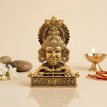 Gold Plated Jai Shree Shyam Idol | Home, Car & Office Spiritual Decor
