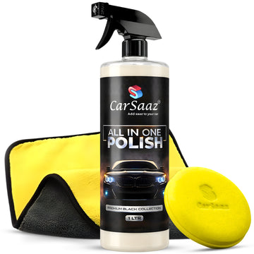 All In One Polish (1L) with Applicator Pad and Microfiber Cloth | Instant Shine, Multi-Surface Car and Bike Polish | Combo Pack