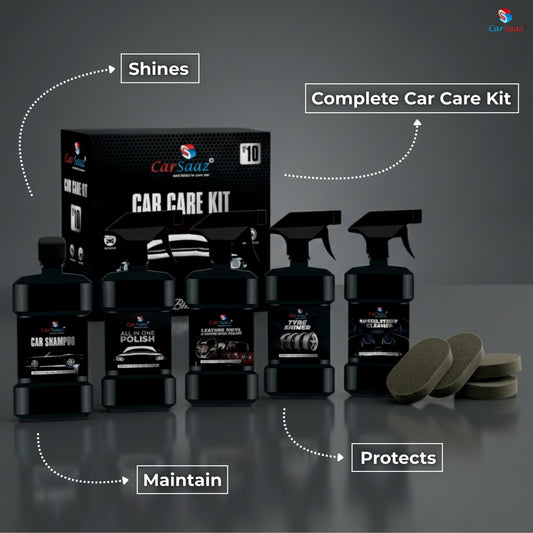Car Care Kit Pack of 10 Pcs | Shine & Protect Your Vehicle | Everything You Need for Professional-Grade Car Care at Home | Car Polish Kit, Clean & Protects