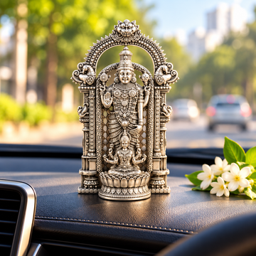 Silver Plated Shri Venkateswara & Mahalakshmi Idol | Wealth & Blessings