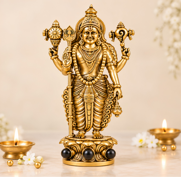 Gold Plated Murugan Idol & Karungali Beads for Home, Car & Workplace