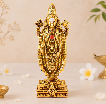 Gold Plated Lord Venkateswara ( Tirupati Balaji ) Idol for Home, Car & Office