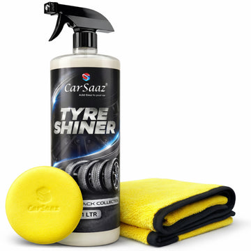 Tyre Polish (1L) with Applicator Pad and Microfiber Cloth | Car and Bike Tyre Polish | Instant Tyre Shiner Prevents Fading and Cracking, Increase Tyre Life | Long Lasting Shine, Deep Gloss, Tyre Dresser