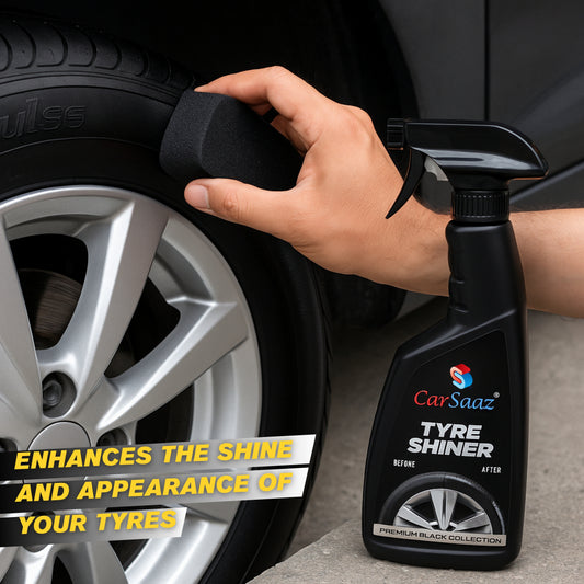Tyre shiner 380ml with Microfiber Cloth | Car & Bike Tyre Shiner | Instant Tyre Shiner Prevents Fading and Cracking | Combo Pack