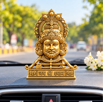 Gold Plated Jai Shree Shyam Idol | with 1 Year Plating Warranty