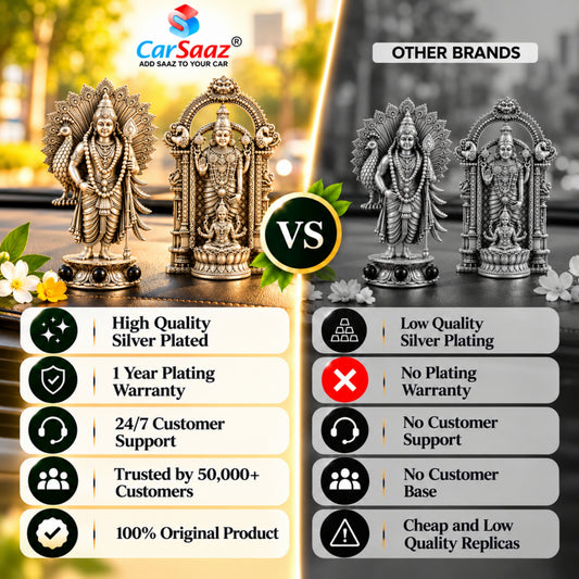 Silver Plated Sri Venkateswara Mahalakshmi & Lord Murugan Idol Combo
