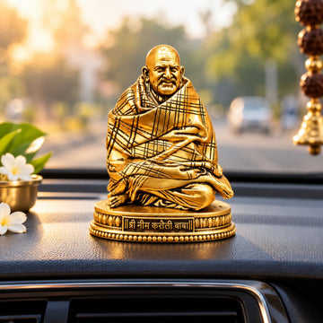 Gold Plated Neem Karoli Baba Idol for Home, Car & Office