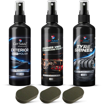 Car & Bike Polish Combo | Polish combo (100 ML Each) | Exterior Body Polish, Leather Vinyl & Dashboard Polish, Upholstery Cleaner, Tyre Shiner with | 3 Applicator Pads