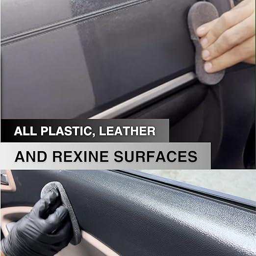 Dashboard Polish 1 Ltr with Applicator Pad & Microfiber Cloth 380 GSM | Leather & Vinyl Polish | Polish for Car Interior, Seats Covers, Door Panels and More (Pack of 3)