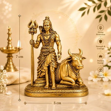 Gold Plated Mahadev Nandi Idol for Home, Car & Office