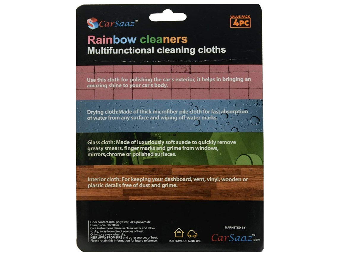 CAR SAAZ® Microfiber Cloth for Cleaning (Pack of 4) - 300 GSM